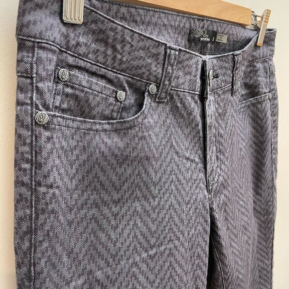 Prana Kara Skinny Jeans Womens Size 6 Gray Chevron Stretch Pockets Low Rise - Picture 4 of 13